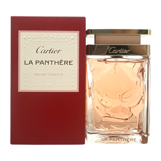 Cartier La Panthère Eau De Toilette Spray – 100ml floral fragrance with gardenia and musk in sculpted panther bottle, available at Zakura Global.