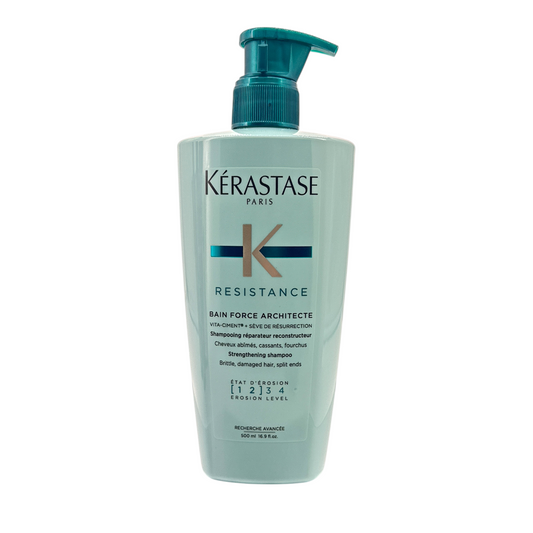 Kerastase Resistance Bain Force Architecte Shampoo – repairing shampoo for damaged hair, available at Zakura Global.