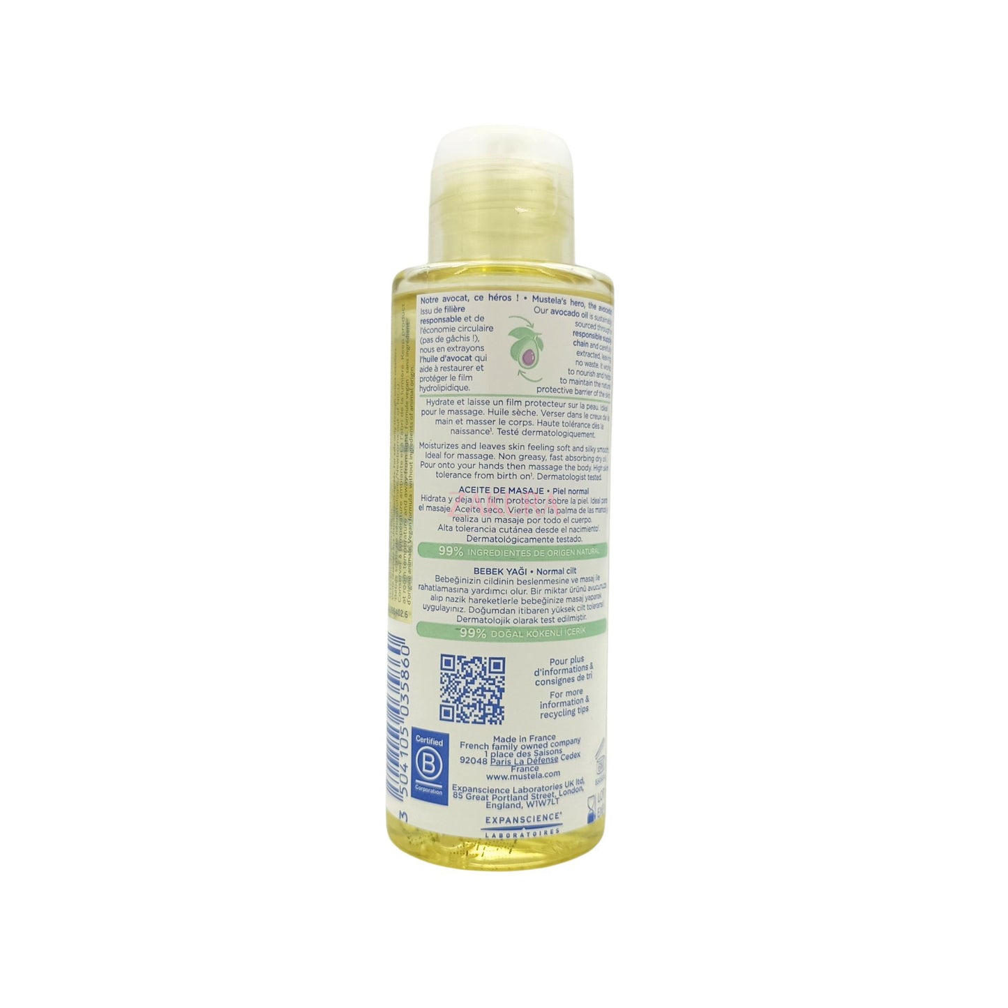 Mustela Baby Massage Oil 100ml – Natural and gentle skincare for babies, available at Zakura Global.
