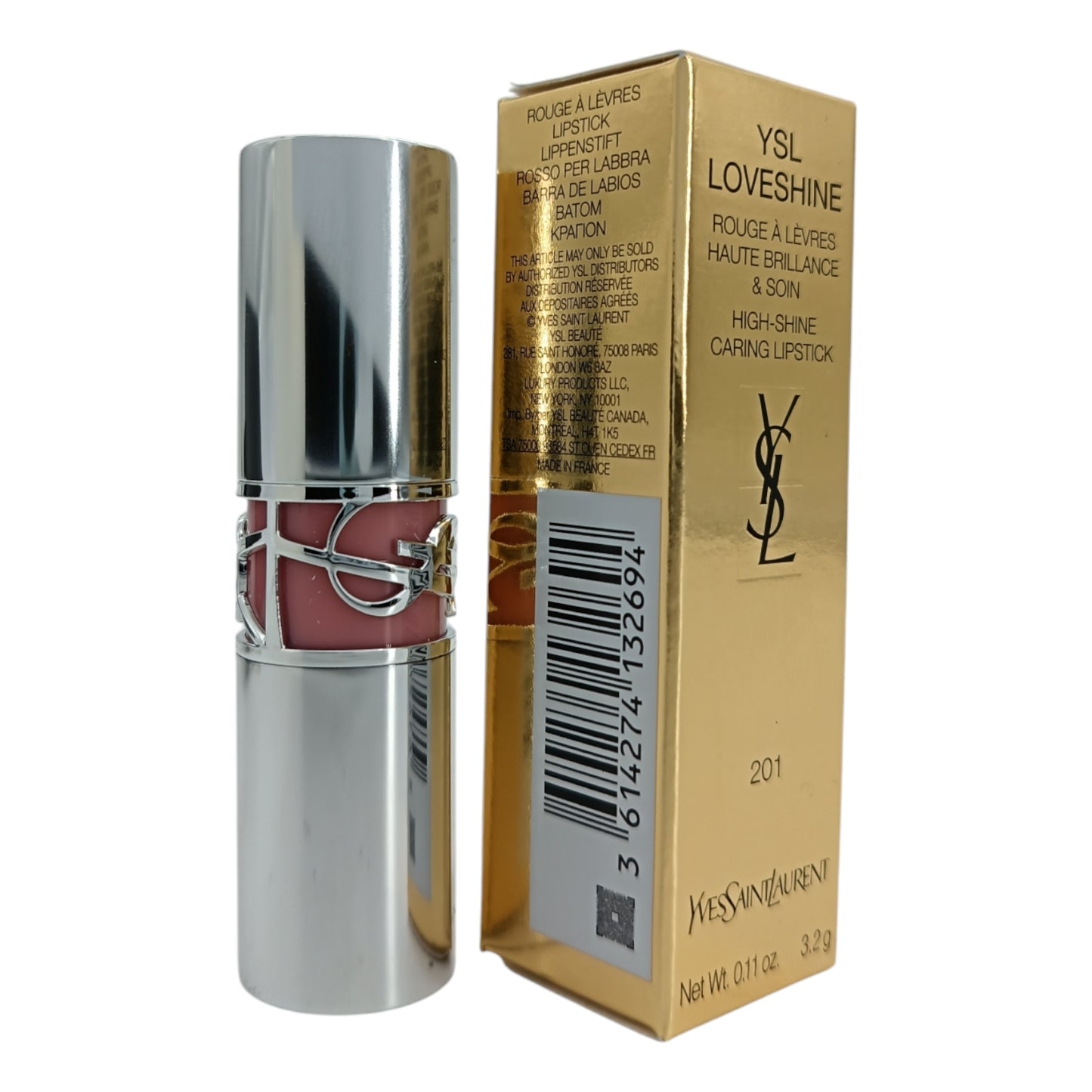 Yves Saint Laurent YSL Loveshine High-Shine Caring Lipstick 201 Rose 3.2g