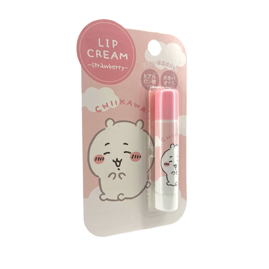 Shobido Chiikawa Lip Cream Strawberry 3.5g by Zakura Global – moisturizing lip balm with sweet strawberry scent and cute Chiikawa design.