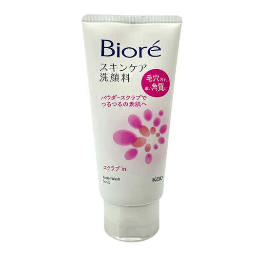 Biore Facial Foam Scrub 130g – exfoliating foam cleanser for smoother and refreshed skin, available at Zakura Global.