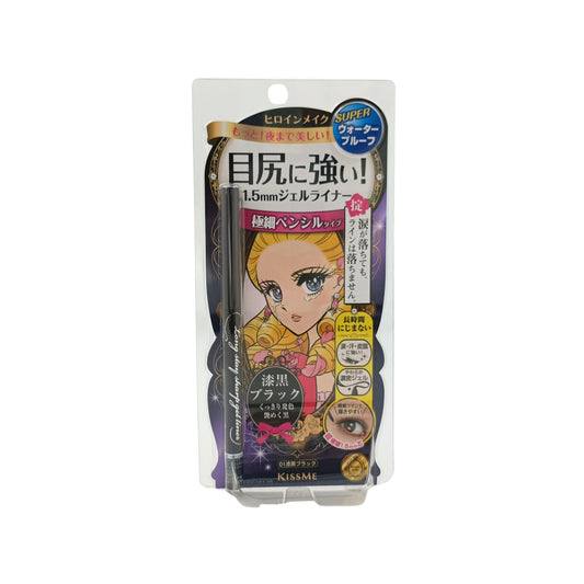KISS ME Heroine Make Gel Liner 01 Black – 1pc ultra-fine waterproof gel eyeliner for precise eye definition, available at Zakura Global.