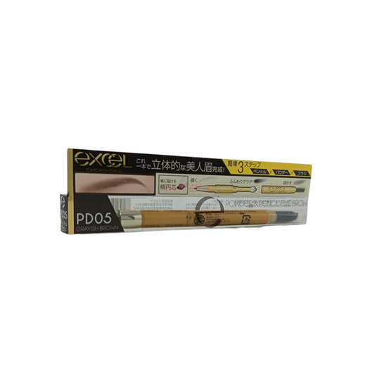 EXCEL Powder & Pencil Eyebrow Ex 13g (PD01 Natural Brown/PD02 Camel Brown/PD05 Grayish Brown/PD13 Ash Grey)