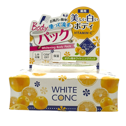White Conc Whitening Body Pack – brightening body mask with vitamin C and placenta for smoother, even-toned skin, available at Zakura Global.