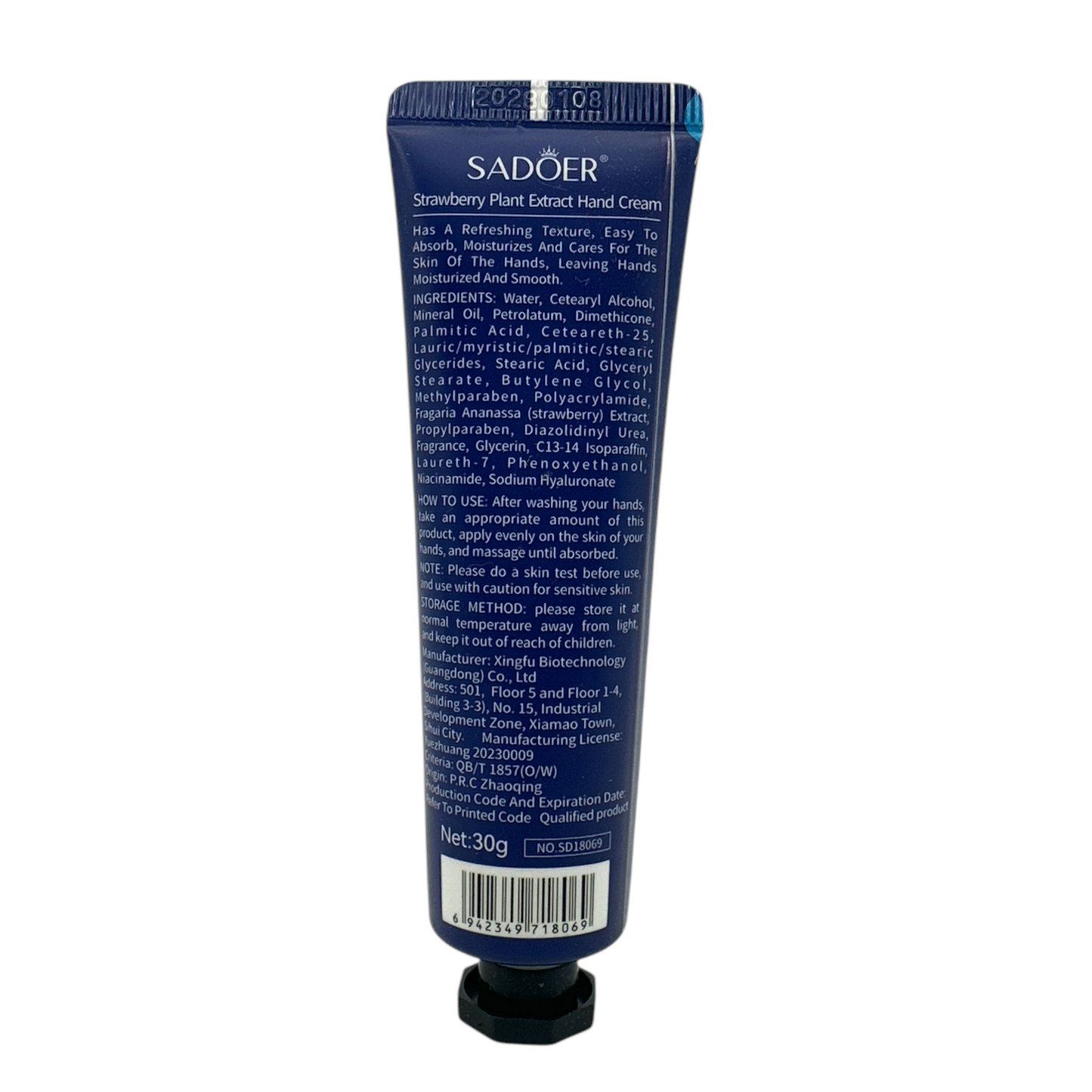 SADOER Hand Cream Strawberry & Plants 30g – Fruity Moisturizing Hand Lotion by Zakura Global