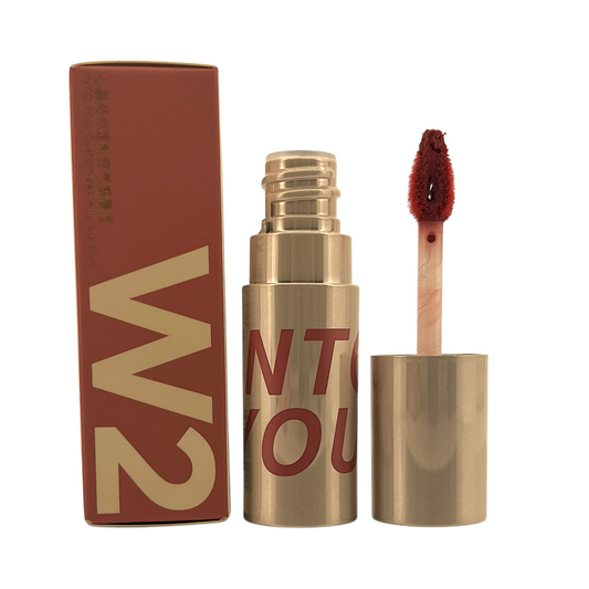 INTO YOU Customized Airy Lip Mud – W2 Coral Peach 1.8g warm peach matte lip and cheek color, available at Zakura Global.