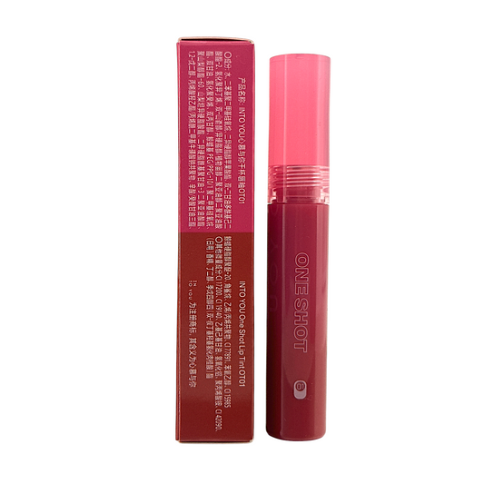 INTO YOU One Shot Lip Tint – OT01 Frozen Pear 2.2g soft peach nude lip color with matte finish, available at Zakura Global.