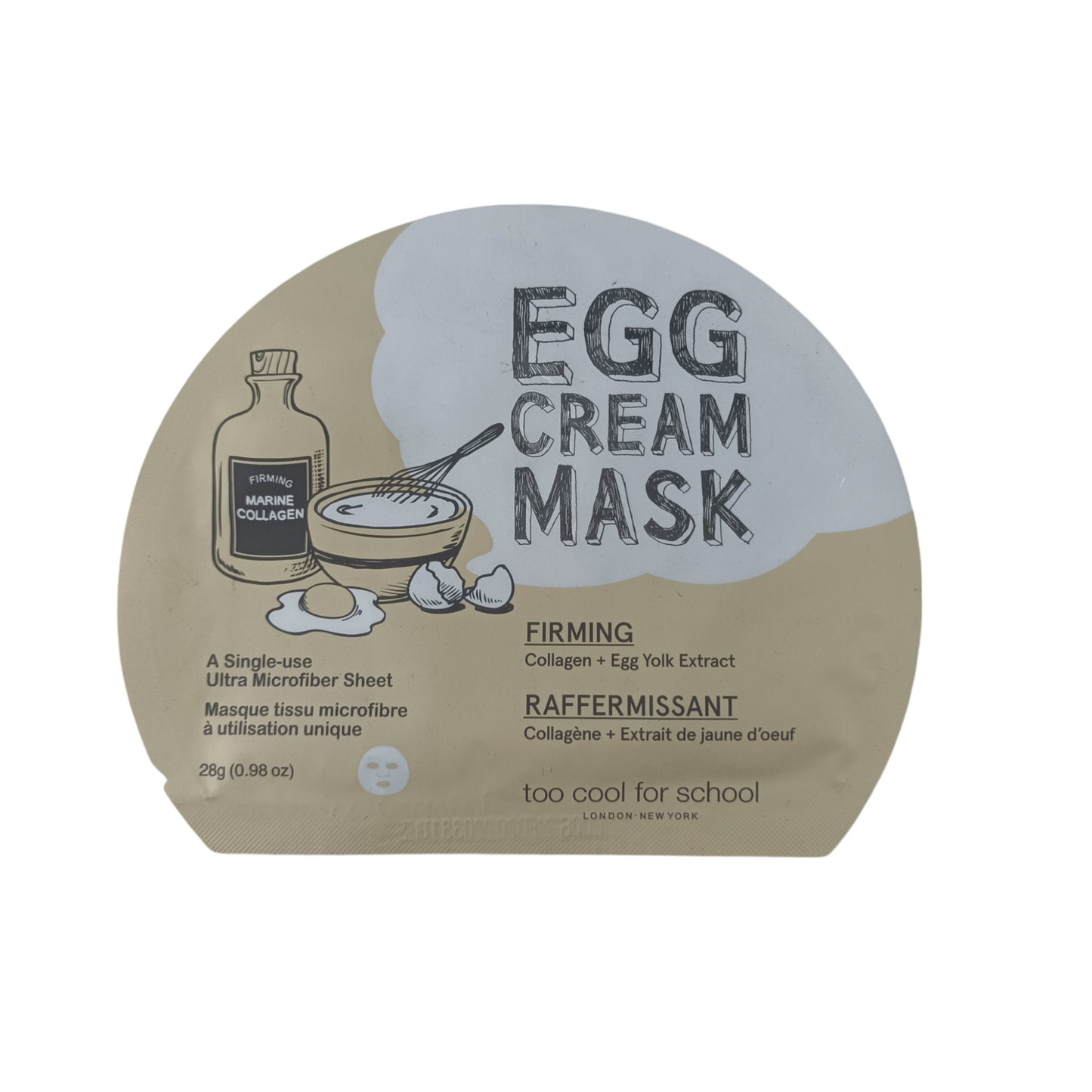 Too Cool For School Egg Cream Mask 1pc (Hydration/Pore Tightening/Firming/Calming)