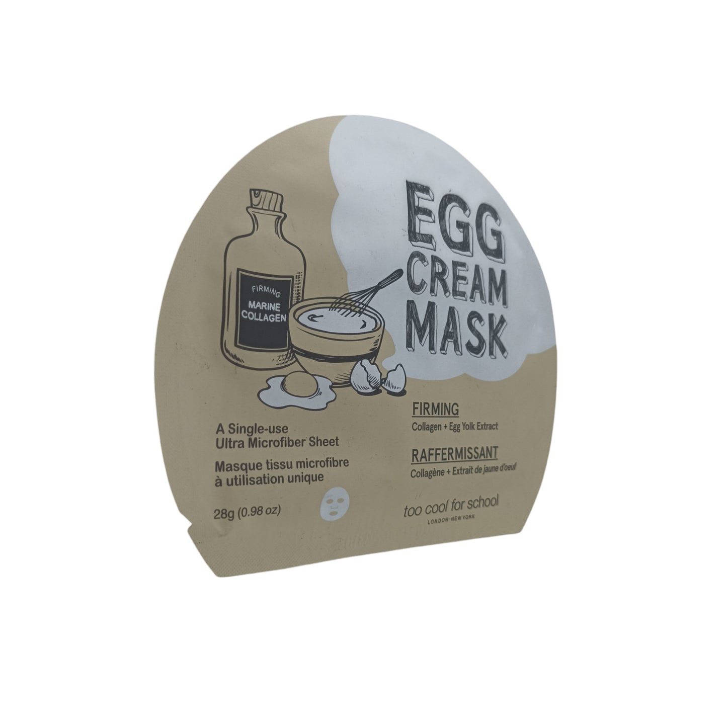 Too Cool For School Egg Cream Mask 1pc (Hydration/Pore Tightening/Firming/Calming)