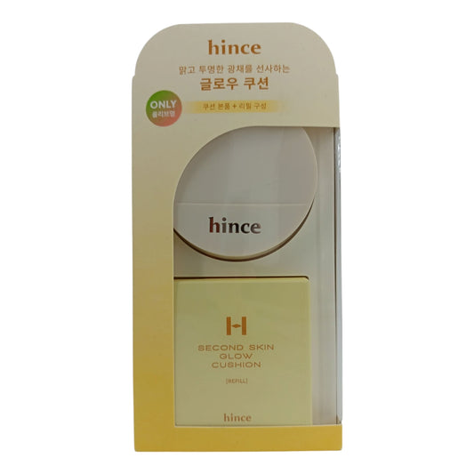 Hince Second Skin Glow Cushion with Refil 12gx2 (15 Rosy/17 Prorcelai/21 Ivory) 21 Ivory