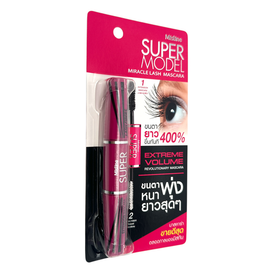 4D Super Model Miracle Lash Mascara – Black 5.5g with precision brush, available at Zakura Global.