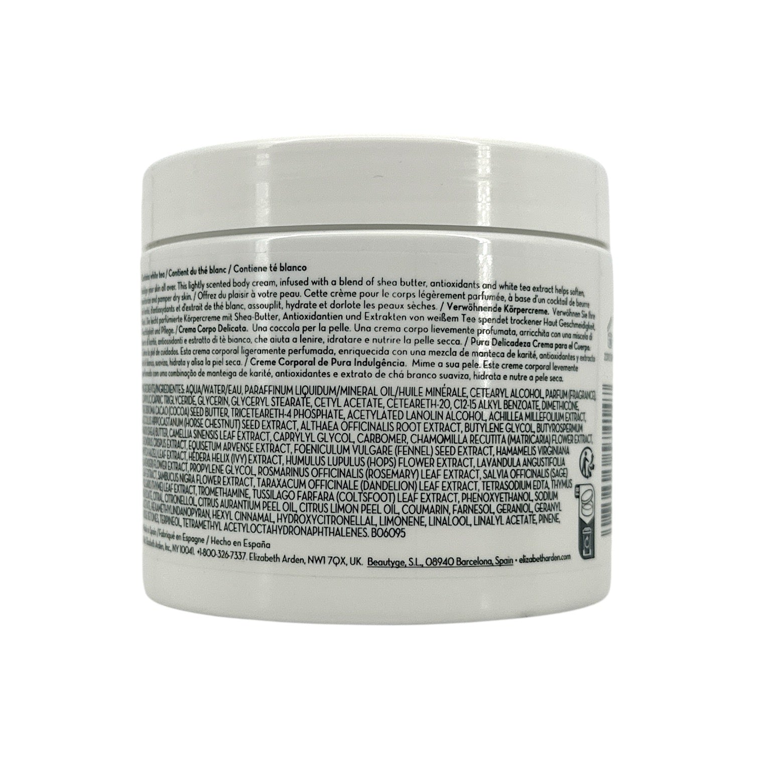 Elizabeth Arden White Tea Ginger Lily Pure Indulgence Body Cream 400ml jar for deep hydration and elegant fragrance from Zakura Global.