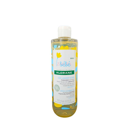 Klorane Baby Gentle Cleansing Gel – Twin pack 500ml x 2, organic calendula formula for sensitive baby skin, available at Zakura Global.