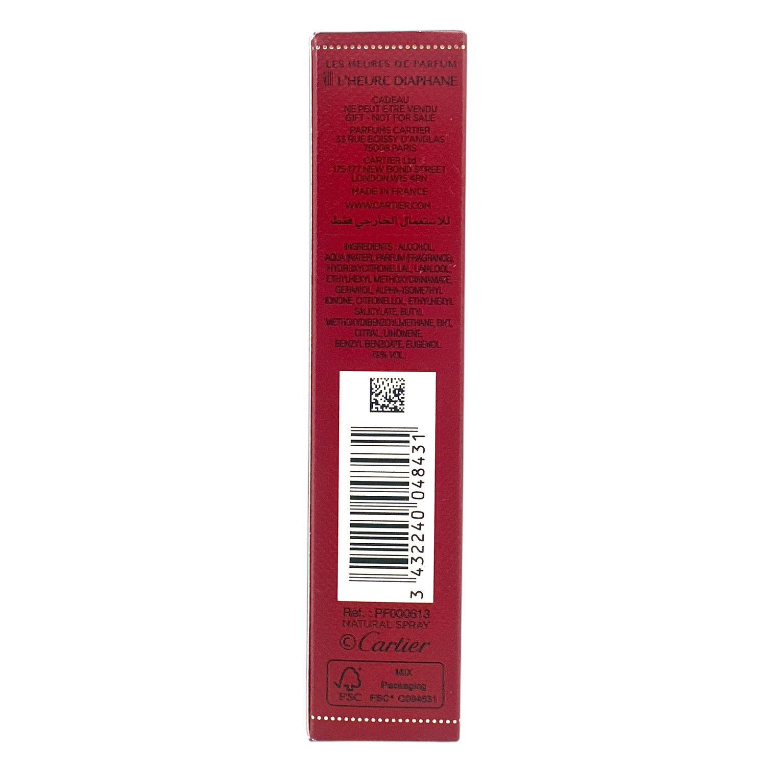 Cartier L'Heure Diaphane Eau De Toilette Spray – 10ml miniature floral fragrance with peony and rose, available at Zakura Global.