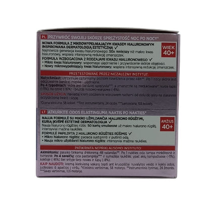 L'Oreal Revitalift Filler Night Cream – 50ml jar for overnight hydration and plumping, available at Zakura Global.