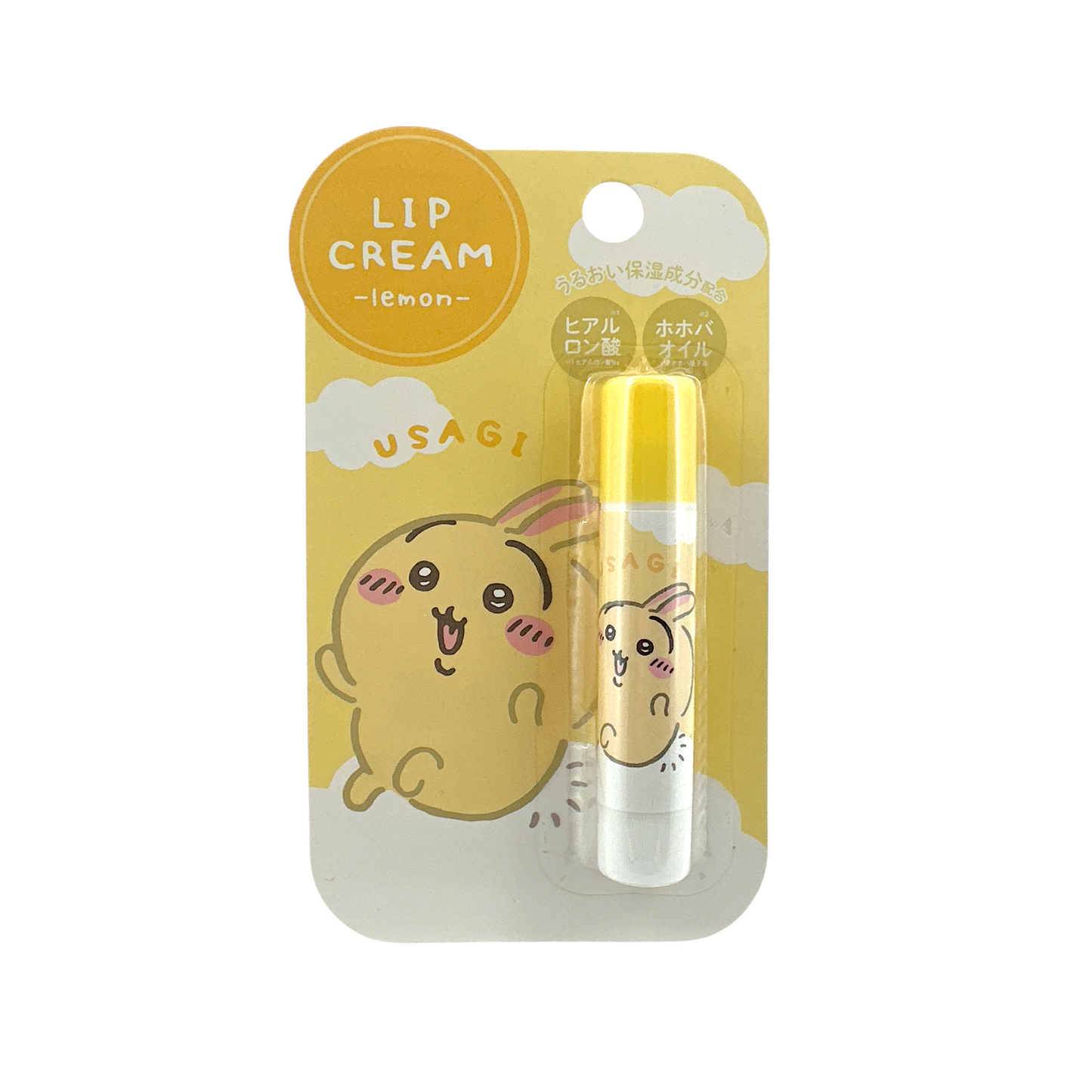 Shobido Chiikawa Lip Cream Lemon 3.5g by Zakura Global – moisturizing lip balm with fresh lemon scent and cute Chiikawa design.