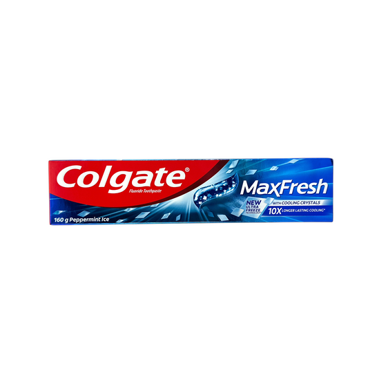 Colgate Max Fresh Cool Mint Toothpaste 160g by Zakura Global – refreshing toothpaste with mint flavor and freshness beads for clean, bright teeth.