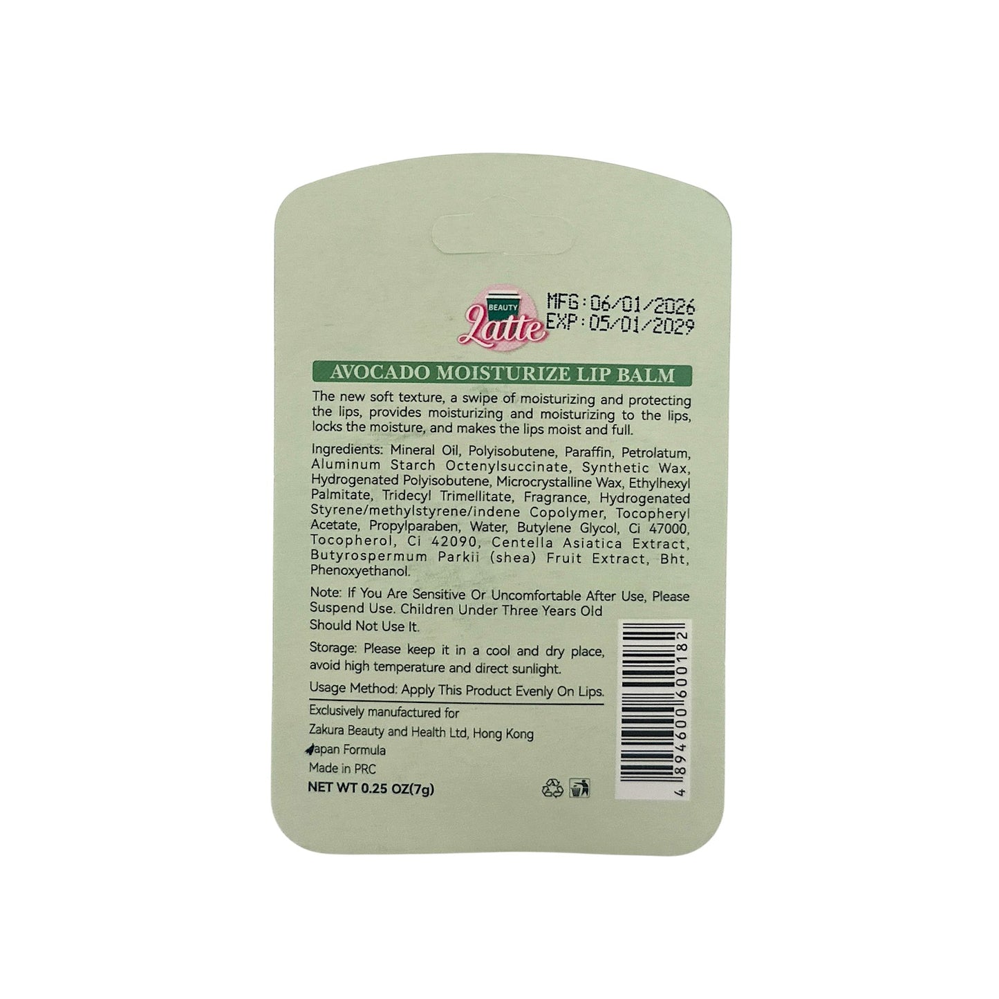 Beauty Latte Moisturizing Lip Balm - Avocado 7g