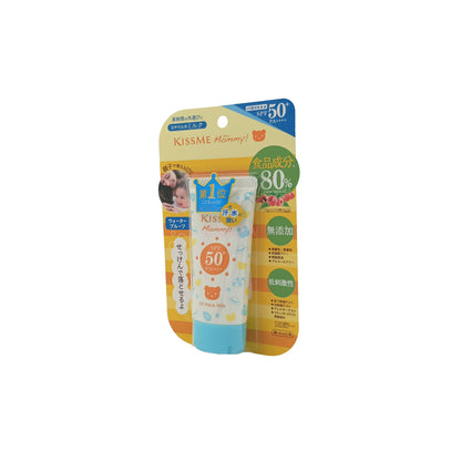 KISS ME Mommy No Additive Sunscreen Lotion SPF50+ – 50g gentle UV protection for babies and sensitive skin, available at Zakura Global.