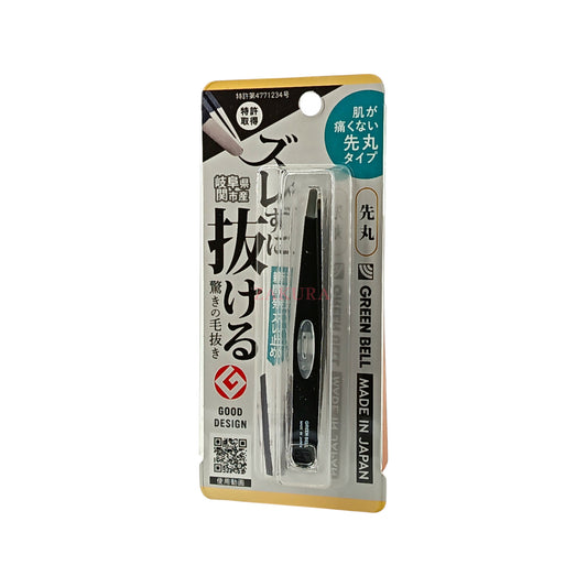 Green Bell Stainless Steel Tweezer Black 1pc (Slide/Round) Round