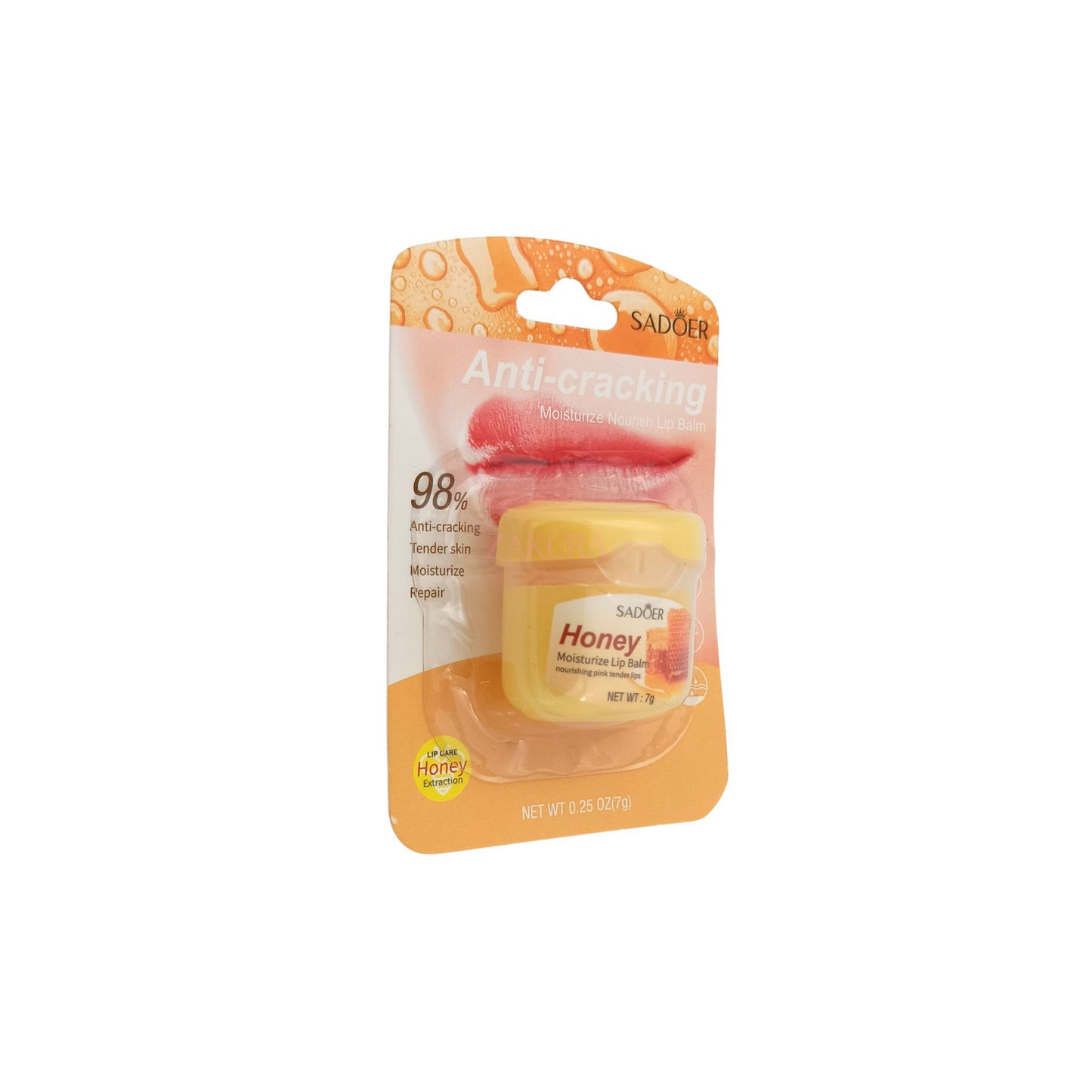 SADOER Anti-cracking Moisturize Nourish Lip Balm 7g (Peach/Honey/Avocado/Chamomile) Honey