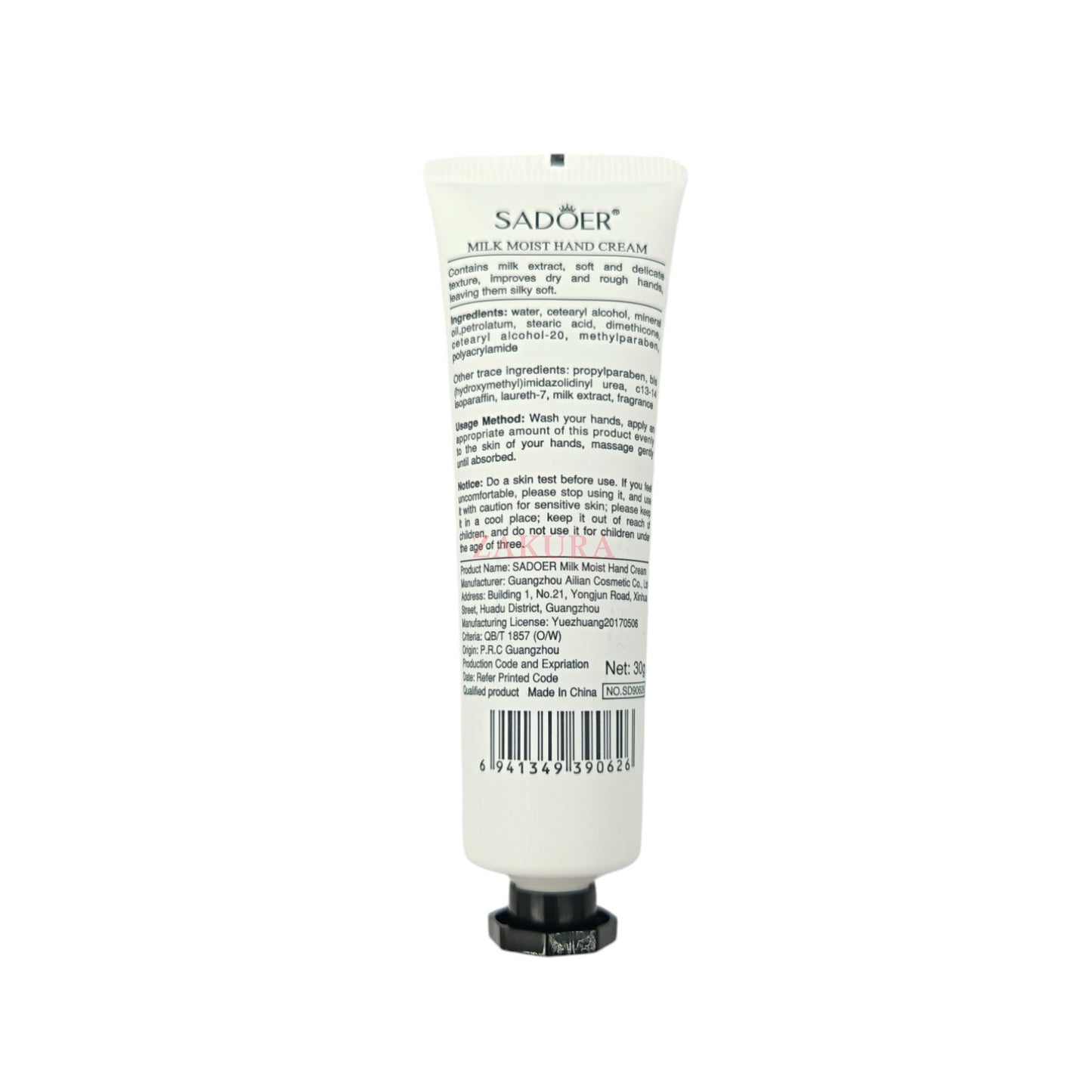 SADOER Hand Cream 30g (Rose/Avocado/Peach/Sakura/Horse Oil/Milk/Sheep) Milk