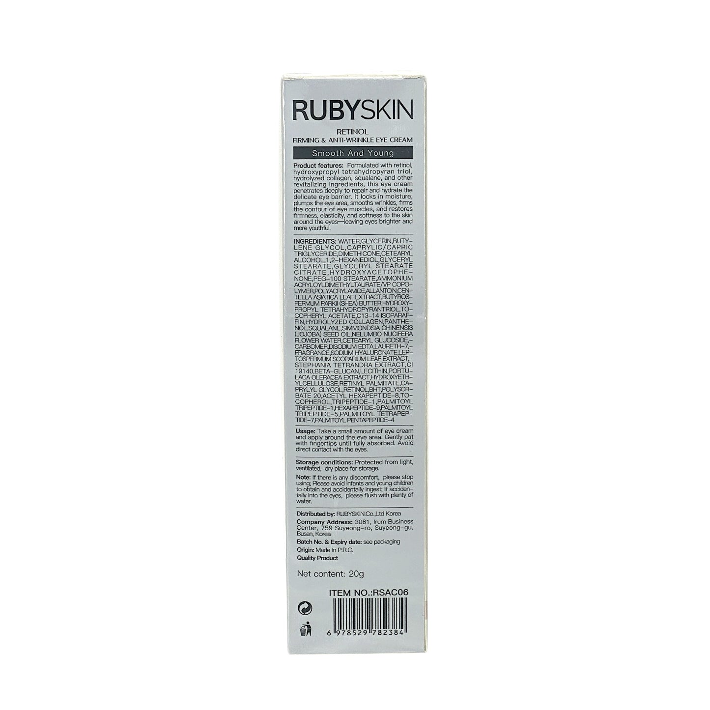 RUBYSKIN Retinol Firming and Anti-wrinkle Eye Cream 20g