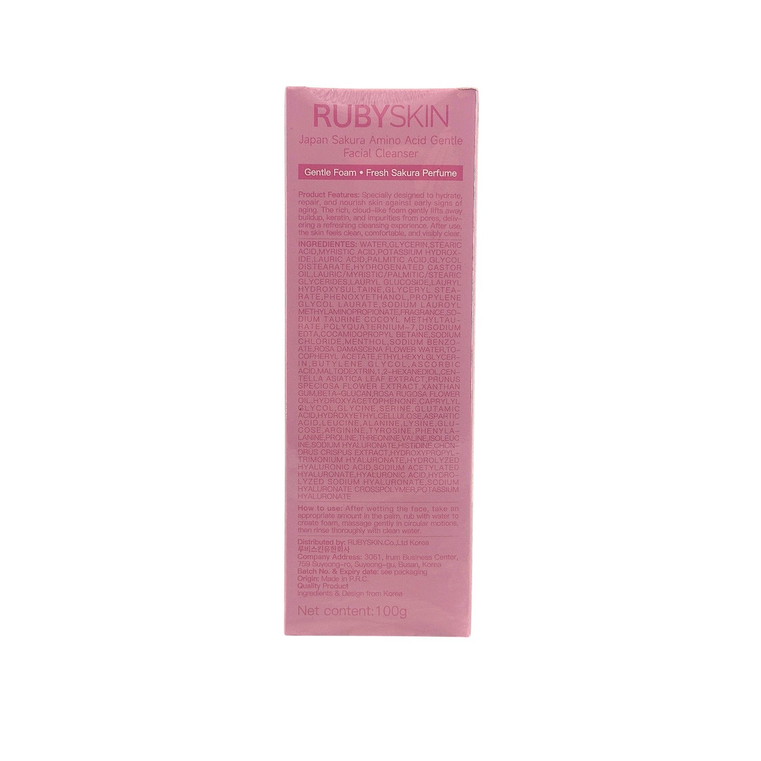 RUBYSKIN Japan Sakura Amino Acid Gentle Facial Cleanser 100g