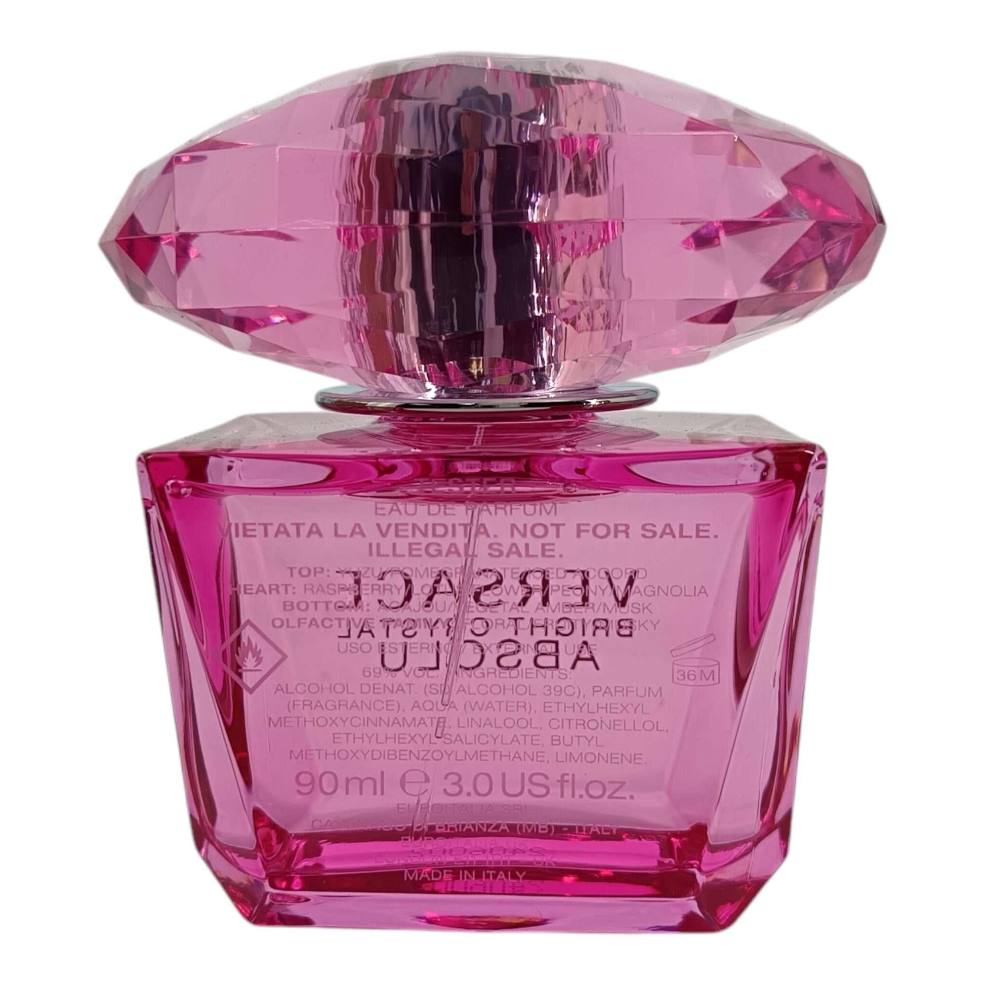 Versace Bright Crystal Absolu Eau De Parfum Tester 90ml – rich floral fragrance in plain packaging, available at Zakura Global.