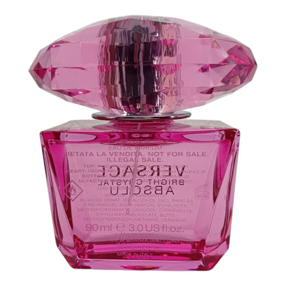 Versace Bright Crystal Absolu Eau De Parfum Tester 90ml – rich floral fragrance in plain packaging, available at Zakura Global.