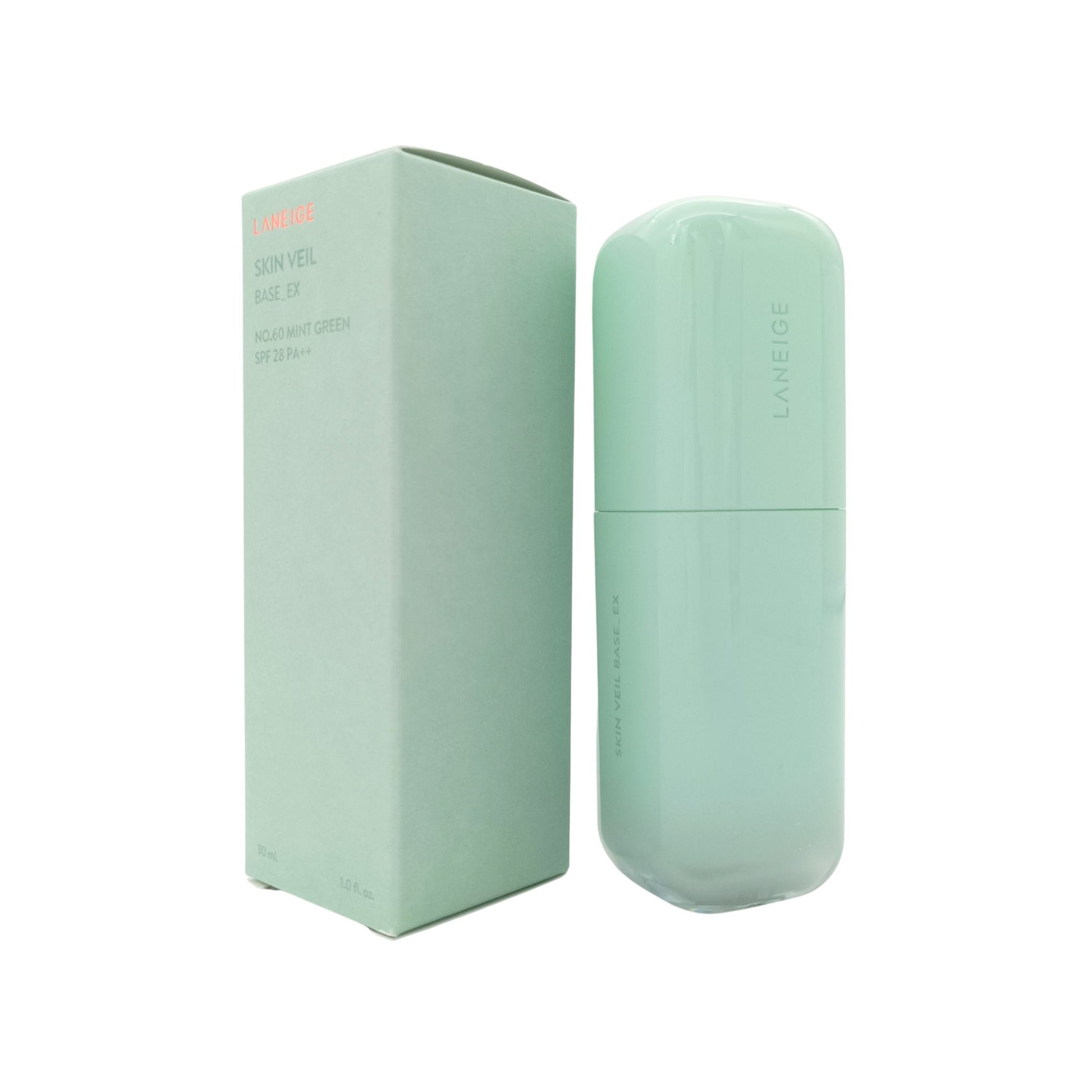 Laneige Skin Veil Base_EX SPF28 Mint Green 30ml – Color-correcting primer with SPF protection available at Zakura Global.