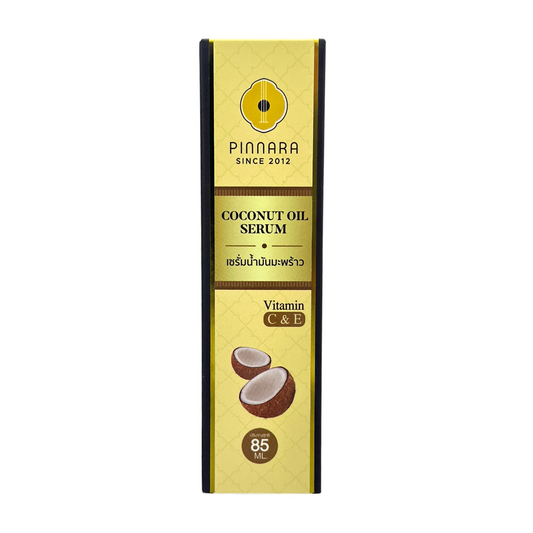 KA-LA Pinnara Coconut Oil Serum 85ml bottle for skin and hair care, enriched with Vitamin C & E, available at Zakura Global.