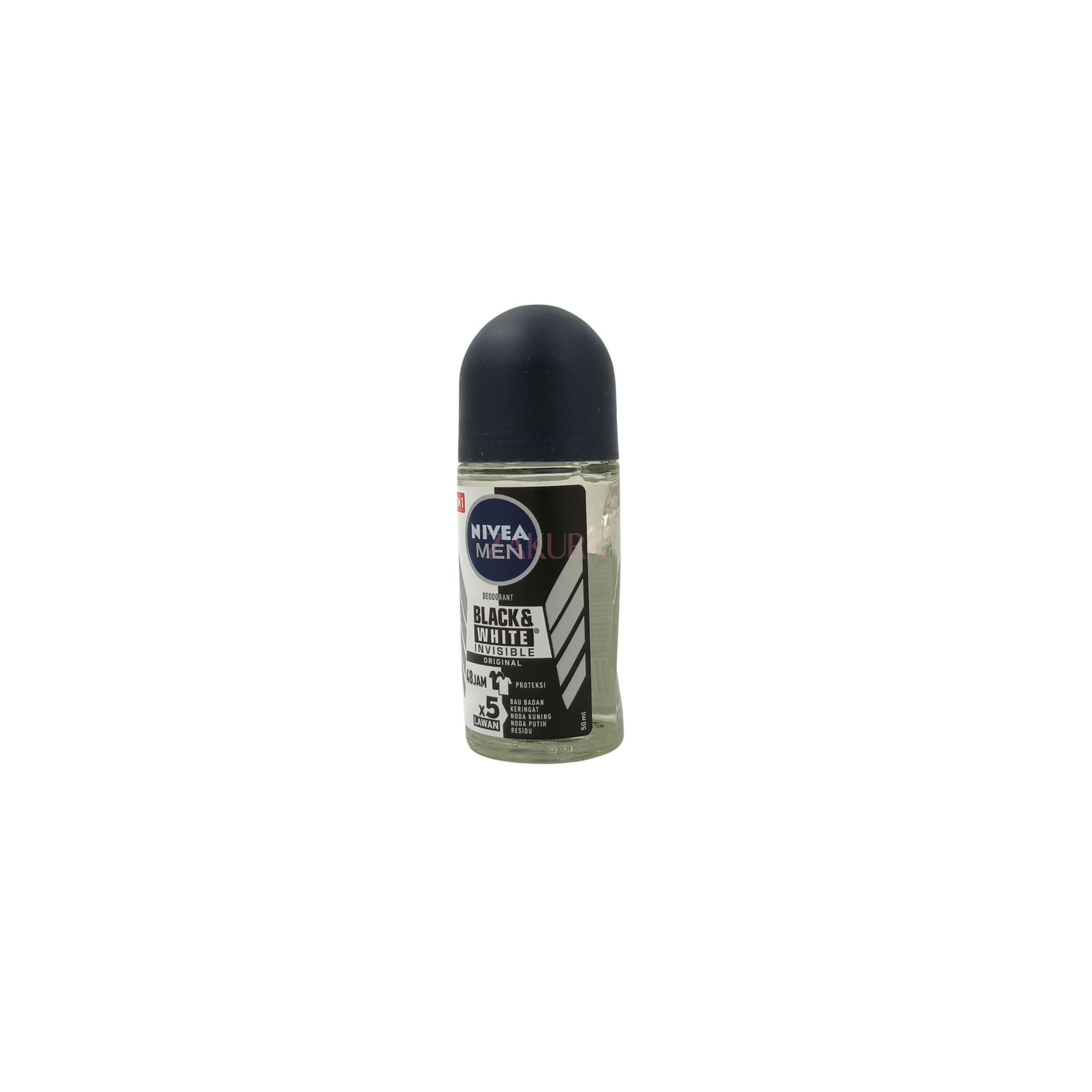 Nivea Men Roll On 50ml(Back & White Invisible Original/Fresh Active/Black & White Invisible Fresh/ Deep Black Charcol Espresso/Cool Kick Extra Dry) Back & White Invisible Original