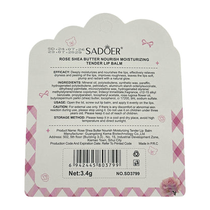 SADOER Rose Shea Butter Nourishing Softening Lip Balm Be 3.4g